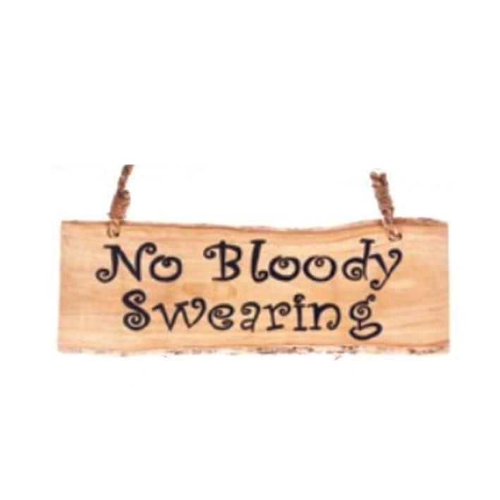 Humorous Coffee Wood Hanging Sign - No Bloody Swearing