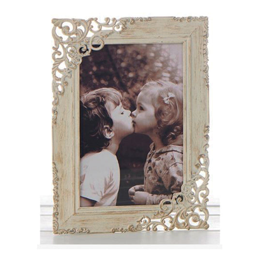 Photo Frame.  Old Cream Lace Rectangle.  Photo size 4x6"