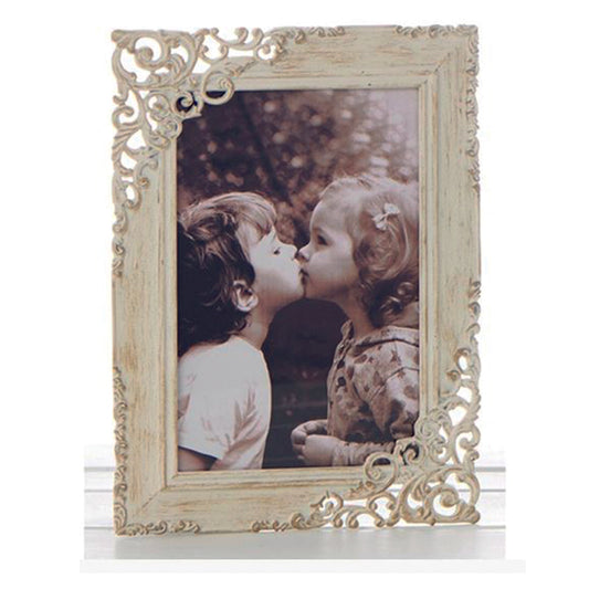 Photo Frame.  Old Cream Lace.  Photo size 5x7"