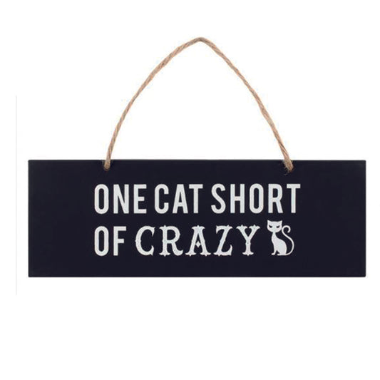 Wooden hanging plaque.  One cat short of crazy