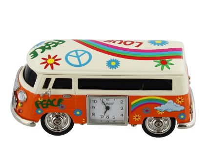 Miniature clock - Orange Hippy Campervan