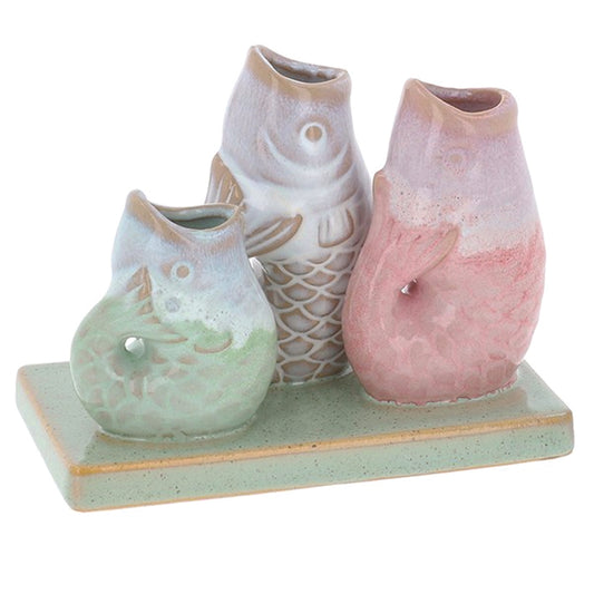 Petite Pottery 3 Mini Stem Fish Vases