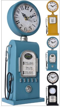 Mantle clock -  Petrol Pump 3 asst colours
