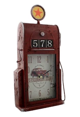 Mantle clock - Red retro petrol pump