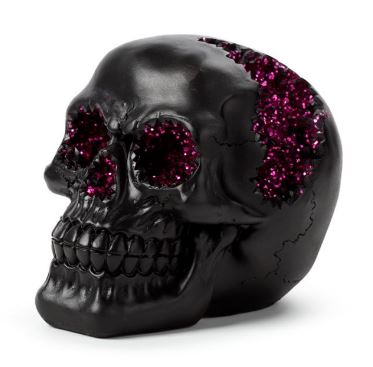 Black metallic skull with crystals
