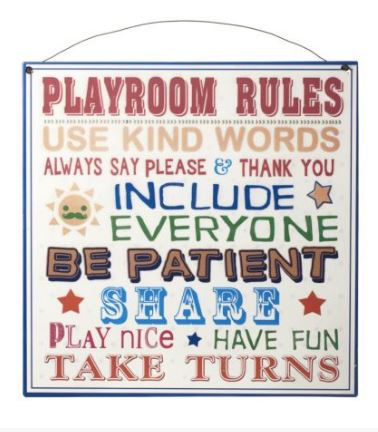 Large metal sign - Playroom rules