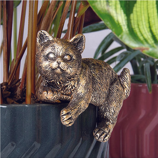 Bronze Pot Pal Ornamental Pot Hanger Cat