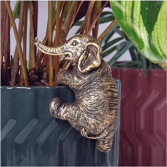 Bronze Pot Pal Ornamental Pot Hanger Elephant