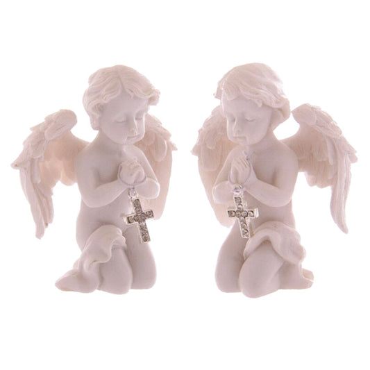 Cherub Praying holding Bejewelled Cross