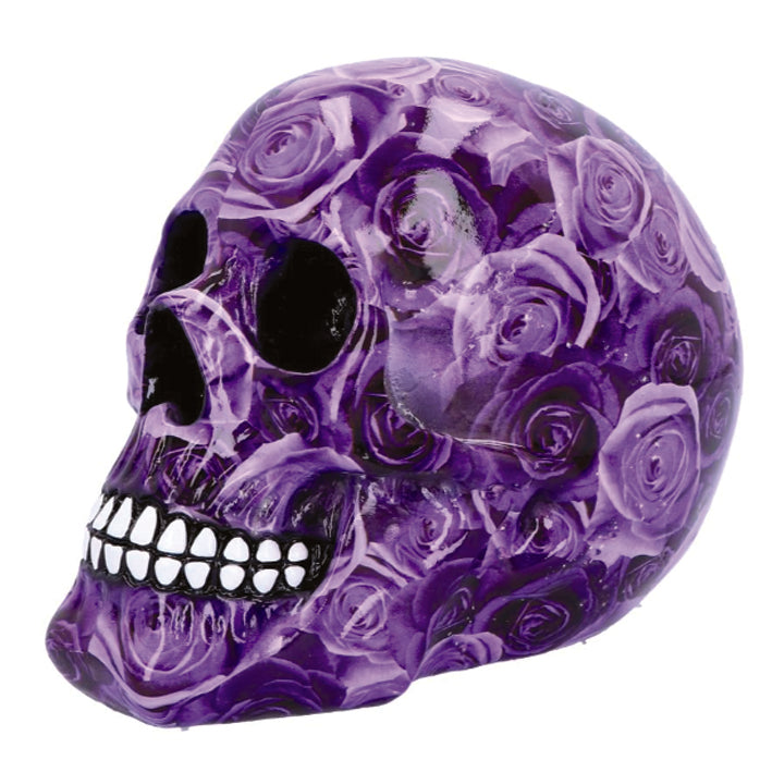 Purple Rose Print Skull Ornament