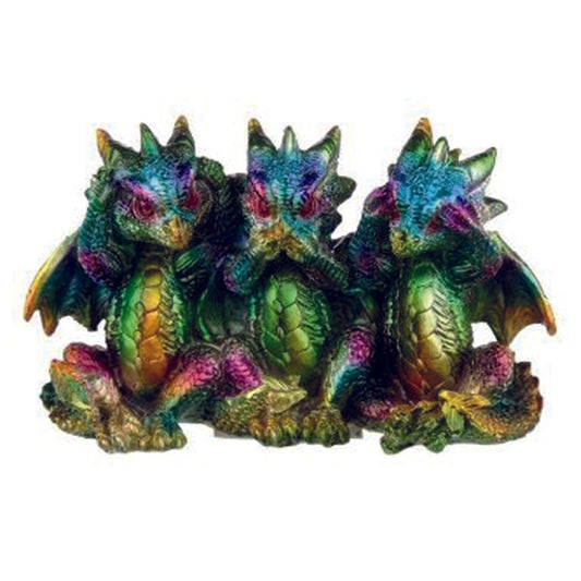 Rainbow Dragon hear no evil, see no evil, speak no evil Ornament