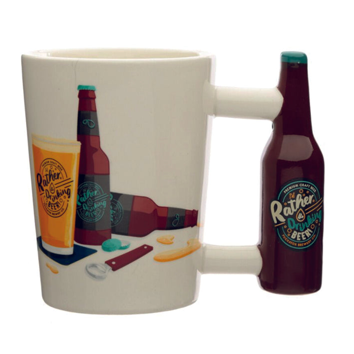 Ceramic Mug - I'd Rather Be Drinking Beer, bottle shaped handle