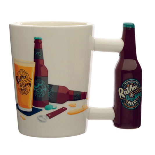 Ceramic Mug - I'd Rather Be Drinking Beer, bottle shaped handle