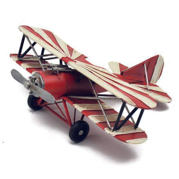 Red and White Striped Vintage Bi-plane Ornament