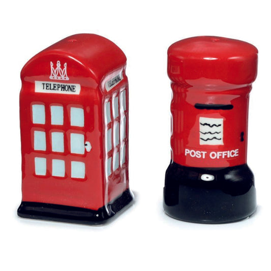 Ceramic Red Post Box and Red Telephone Box Salt and Pepper Set