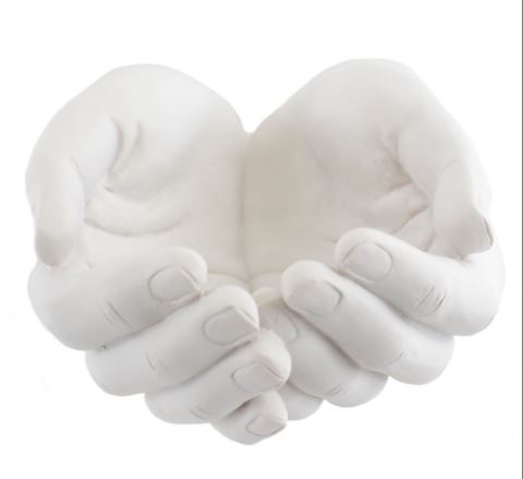 White Resin hands ornament