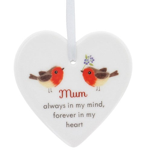 Ceramic hanging heart  - Mum, always in my mind, forever in my heart