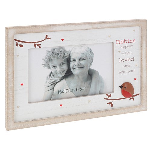 Photo Frame.  Robins Appear When Loved Ones Are Near