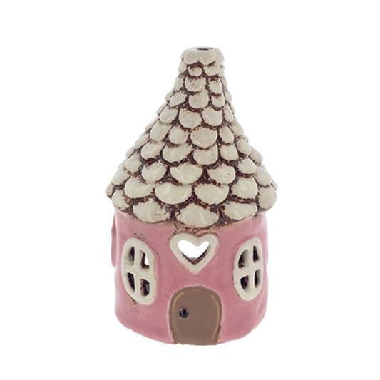 Village Pottery Pink Round Heart House Tealight