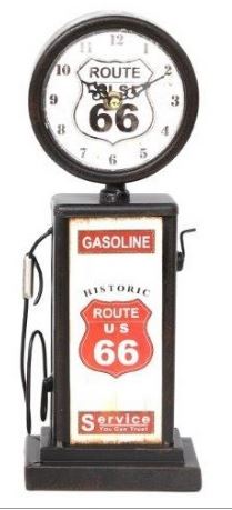 Mantle clock -  Route 66 petrol gas pump in black