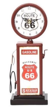 Mantle clock -  Route 66 petrol gas pump in red