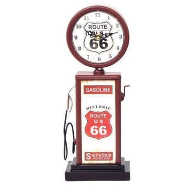 Mantel clock -  Route 66 petrol gas pump in red