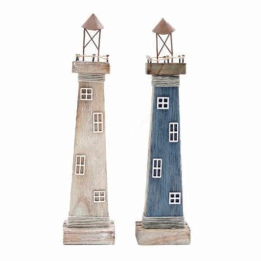 Rustic wooden lighthouse ornament