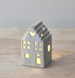 Rustic Little Grey House Tealight Holder with free LED light
