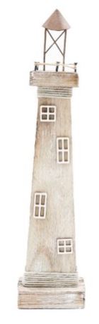 Rustic wooden lighthouse ornament