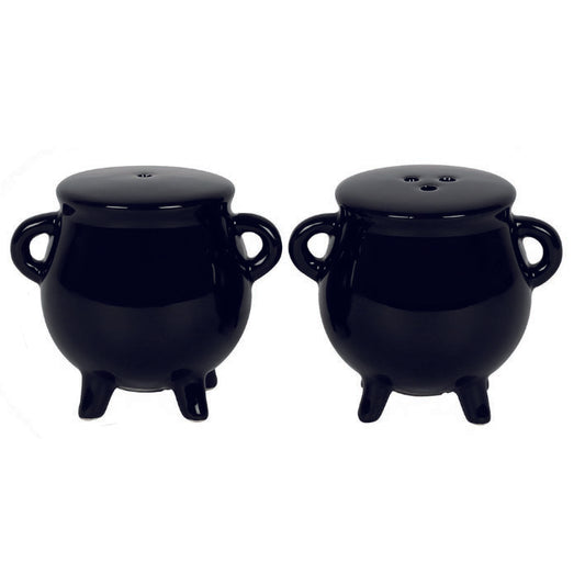 Ceramic Black Cauldron Salt and Pepper Set