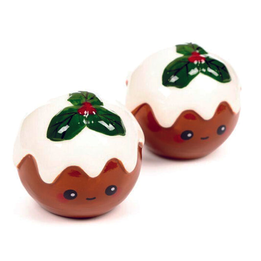 Ceramic Christmas Puddings Salt and Pepper Set