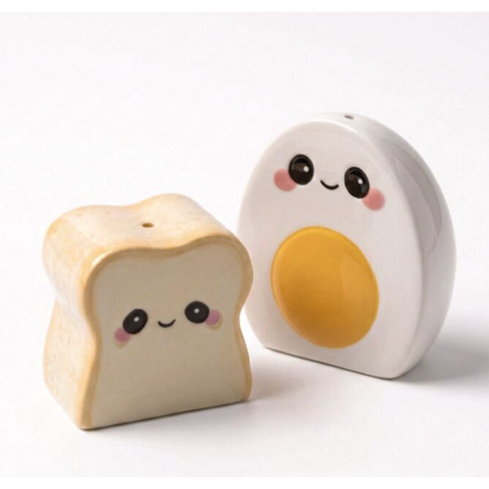 Ceramic Salt and Pepper Set Egg and Toast
