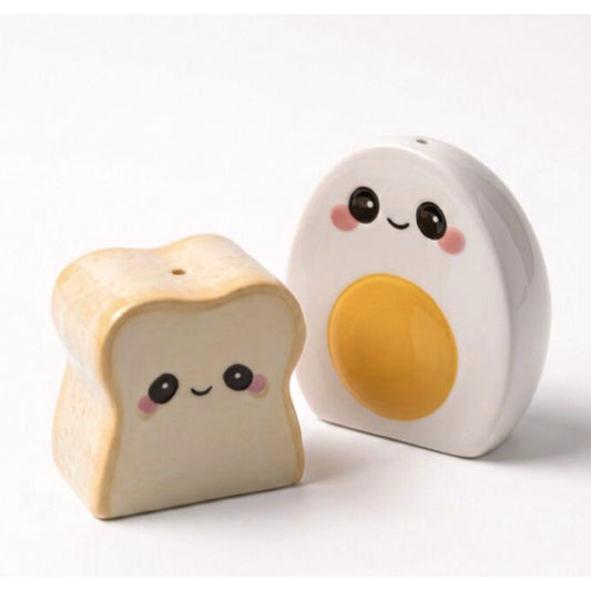 Ceramic Salt and Pepper Set Egg and Toast