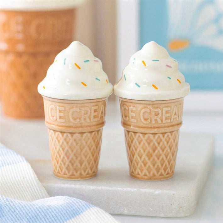 Ceramic Salt and Pepper Set - Ice Cream Cones