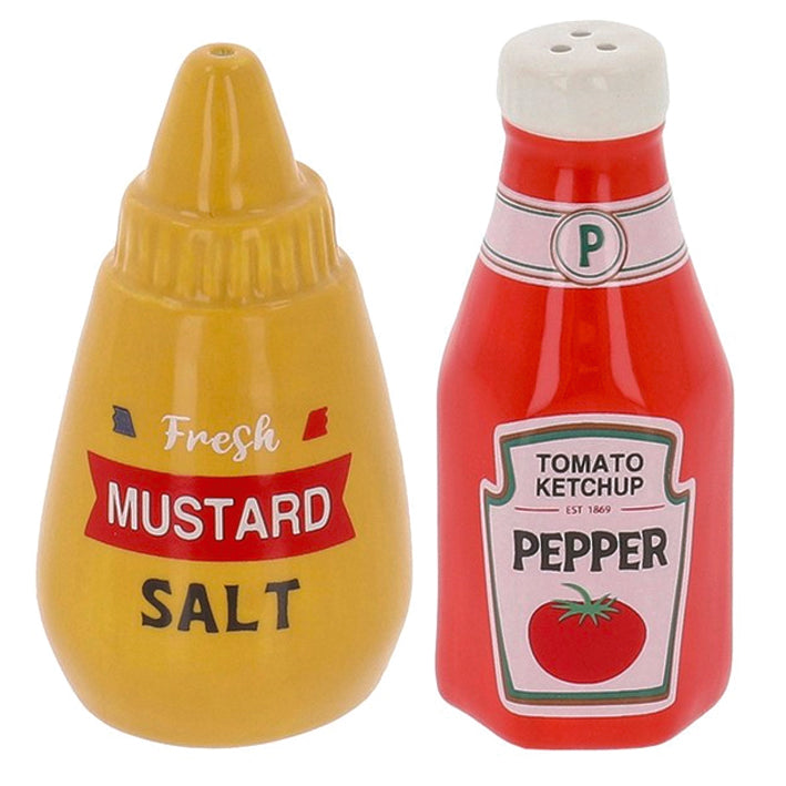 Ceramic Salt and Pepper Set Ketchup and Mustard