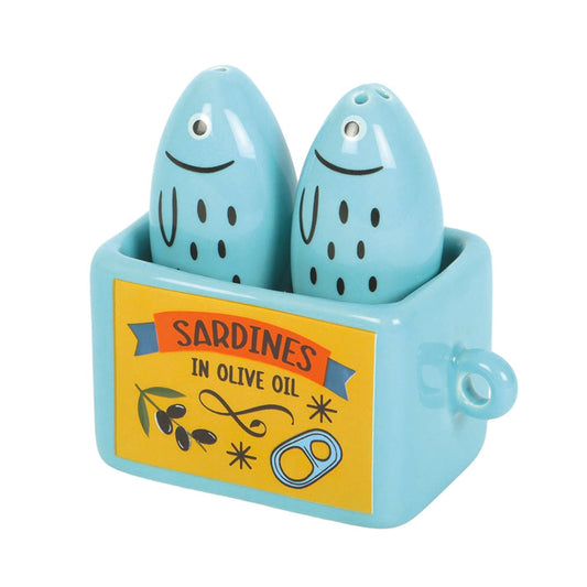 Ceramic Salt and Pepper Set - Sardines in Holder