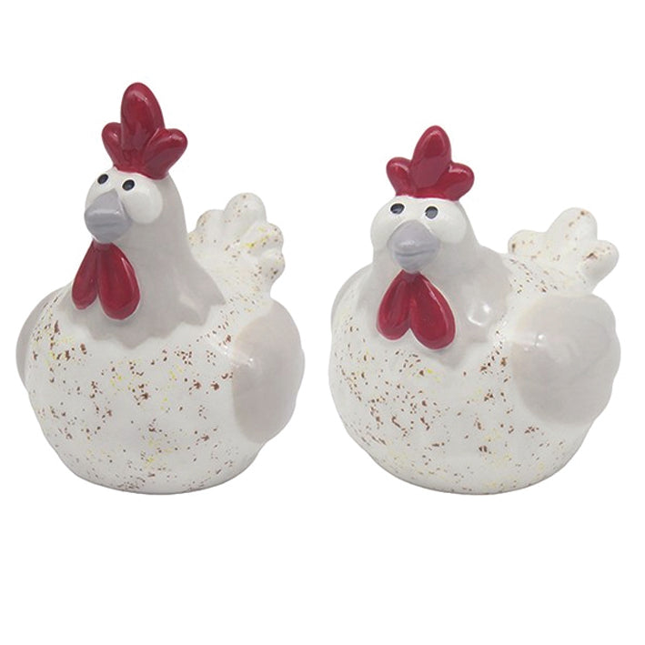 Ceramic Salt and Pepper Set Speckled Hens