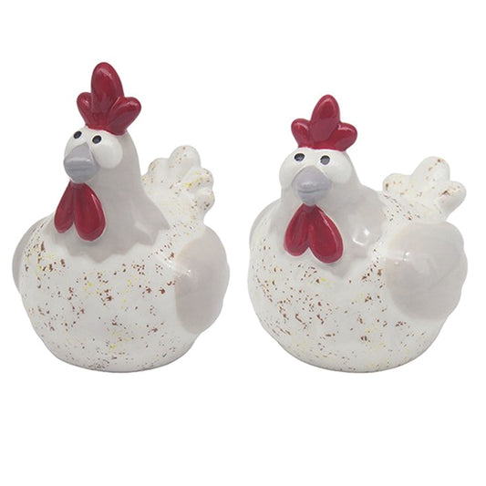 Ceramic Salt and Pepper Set Speckled Hens