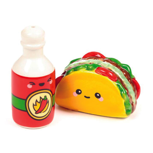 Ceramic Salt and Pepper Set as Taco and Hot Sauce Bottle