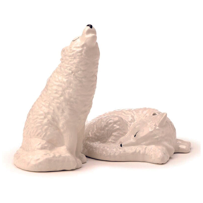 White Wolf Ceramic Salt and Pepper Set