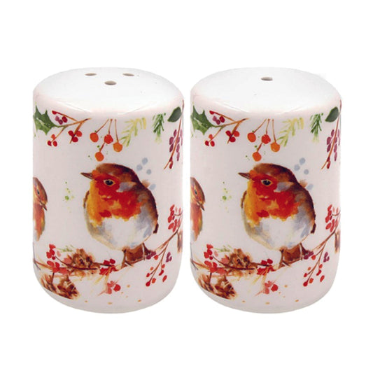 Ceramic Salt and Pepper Set - Jennifer Rose Winter Robins