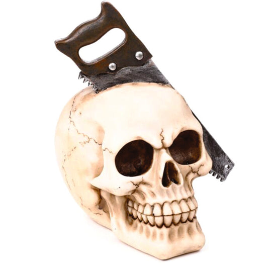 Skull With Saw Through Head Ornament