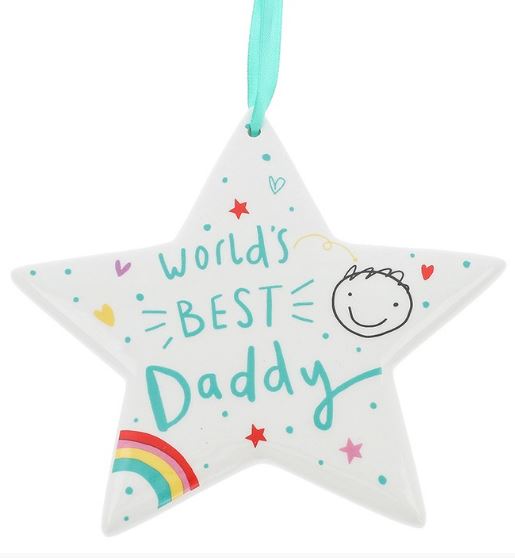 Ceramic Hanging Star.  World's Best Daddy