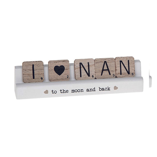 Scrabble stick plaque.  I Love NAN