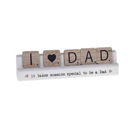 Scrabble stick plaque.  I Love DAD