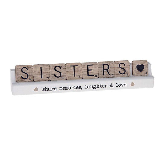 Scrabble stick plaque.  SISTERS