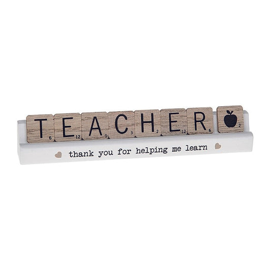 Scrabble stick plaque.  TEACHER