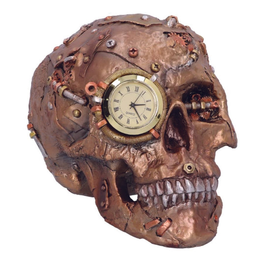Mantel clock - Scrapped Bronze Coloured Skull Clock