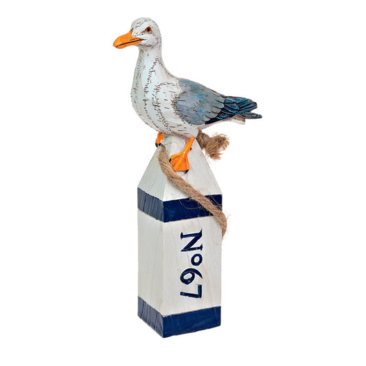 Resin seagull on post ornament