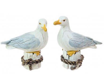 Resin seagull on post ornament small